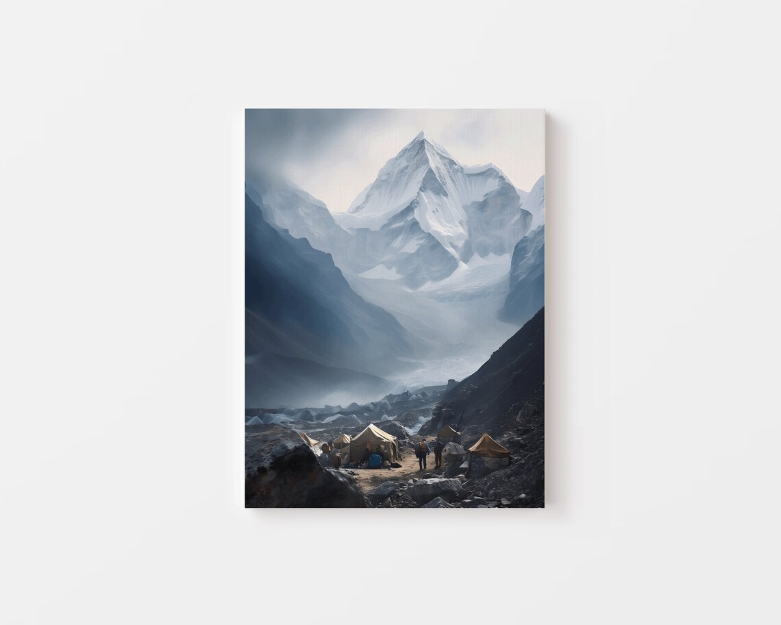 Mount Everest Base Camp, Himalayas Mountain Art Print - Image 3