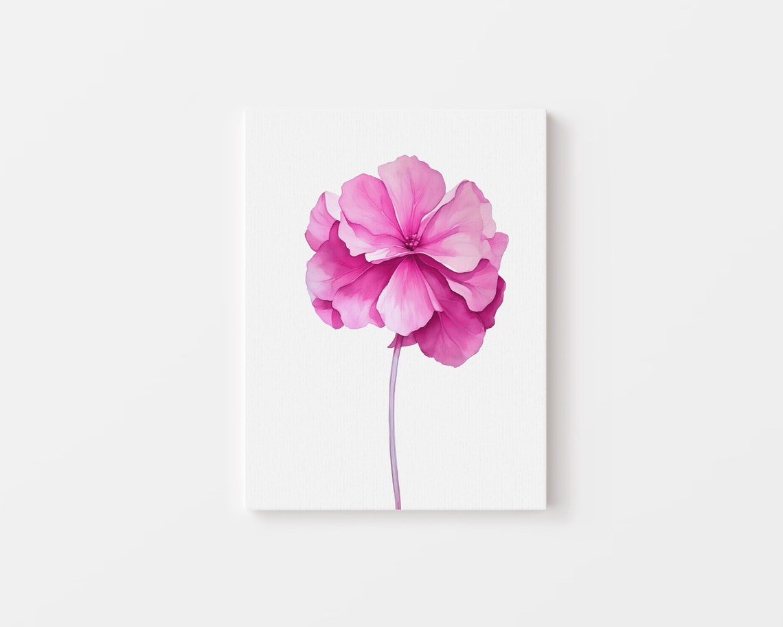 Single Magenta Hydrangea Watercolor Bloom Botanical Floral Poster - Image 4