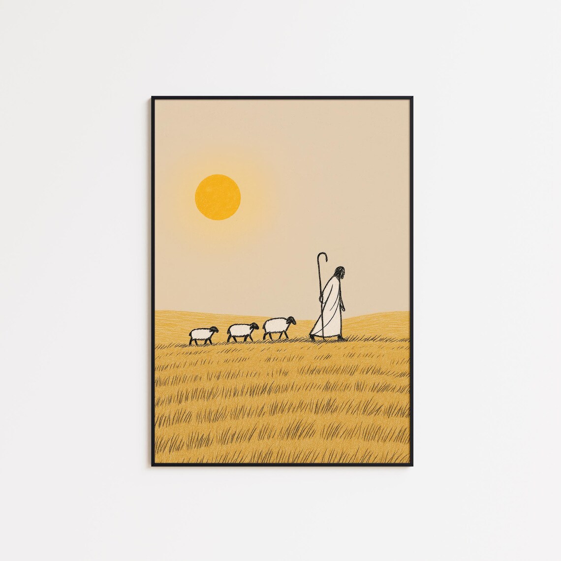 The Lord Is My Shepherd Poster Minimalist Christian Wall Art Psalm 23 Line Drawing Print