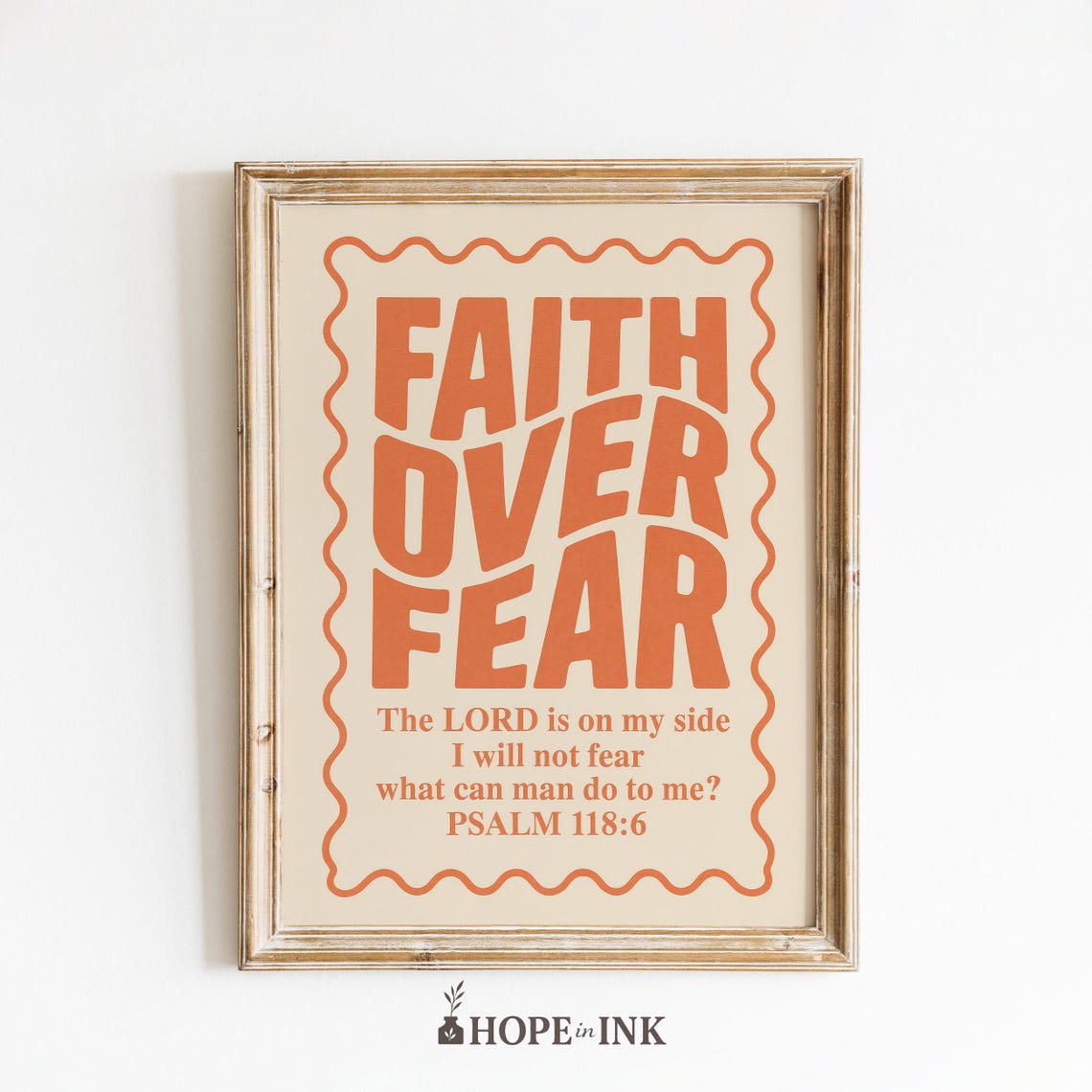Faith Over Fear Terracotta Christian Bible Verse Typography Poster