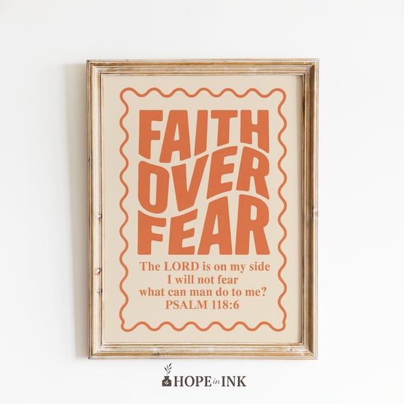 Faith Over Fear Terracotta Christian Bible Verse Typography Poster