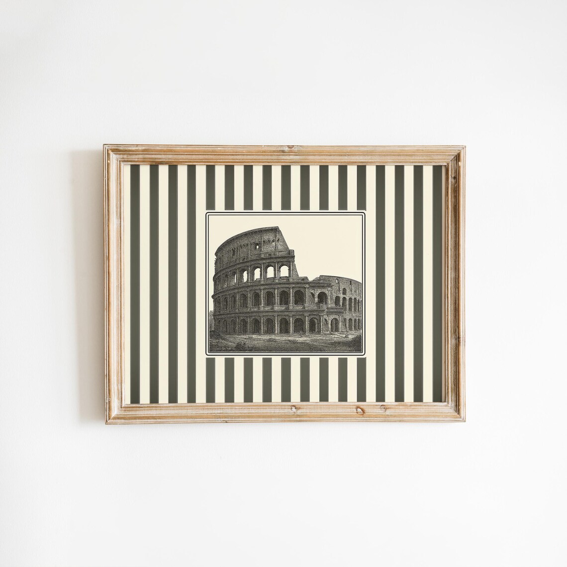 Colosseum Rome Vintage Engraving Striped Italian Landmark Wall Poster