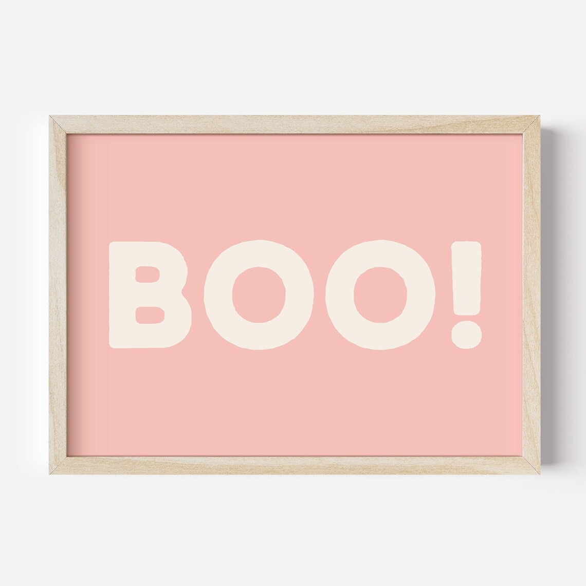 Boo Exclamation Bold Cream Lettering Pink Minimalist Halloween Art Poster