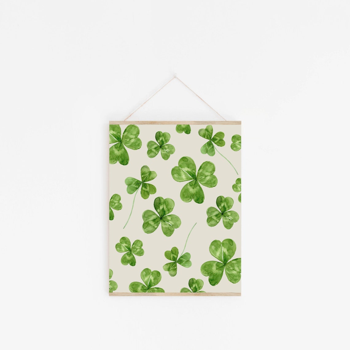 Watercolor Shamrocks Pattern Green Clover Irish Botanical Poster - Image 2