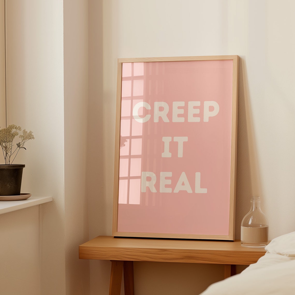 Creep It Real Bold Cream Typography on Pink Halloween Poster - Image 2