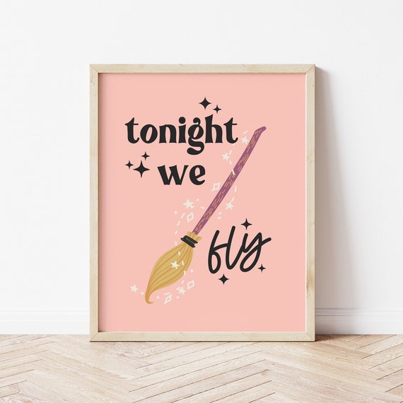 Tonight We Fly Print Boho Halloween Print Witch Broomstick Print Cute Halloween Kids Halloween Digital Download
