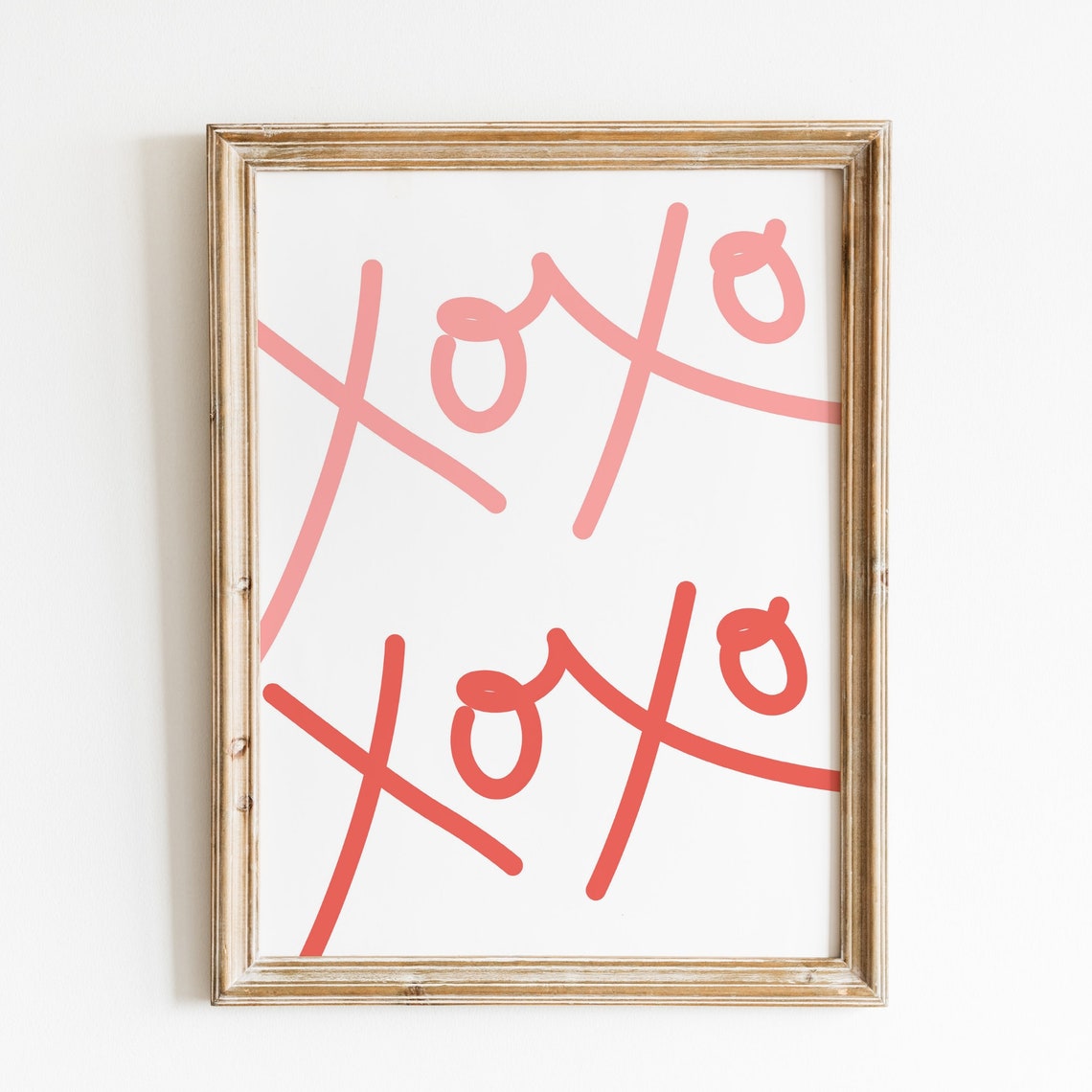 XOXO Handwritten Script Pink Red Minimalist Love Decor Wall Art - Image 2