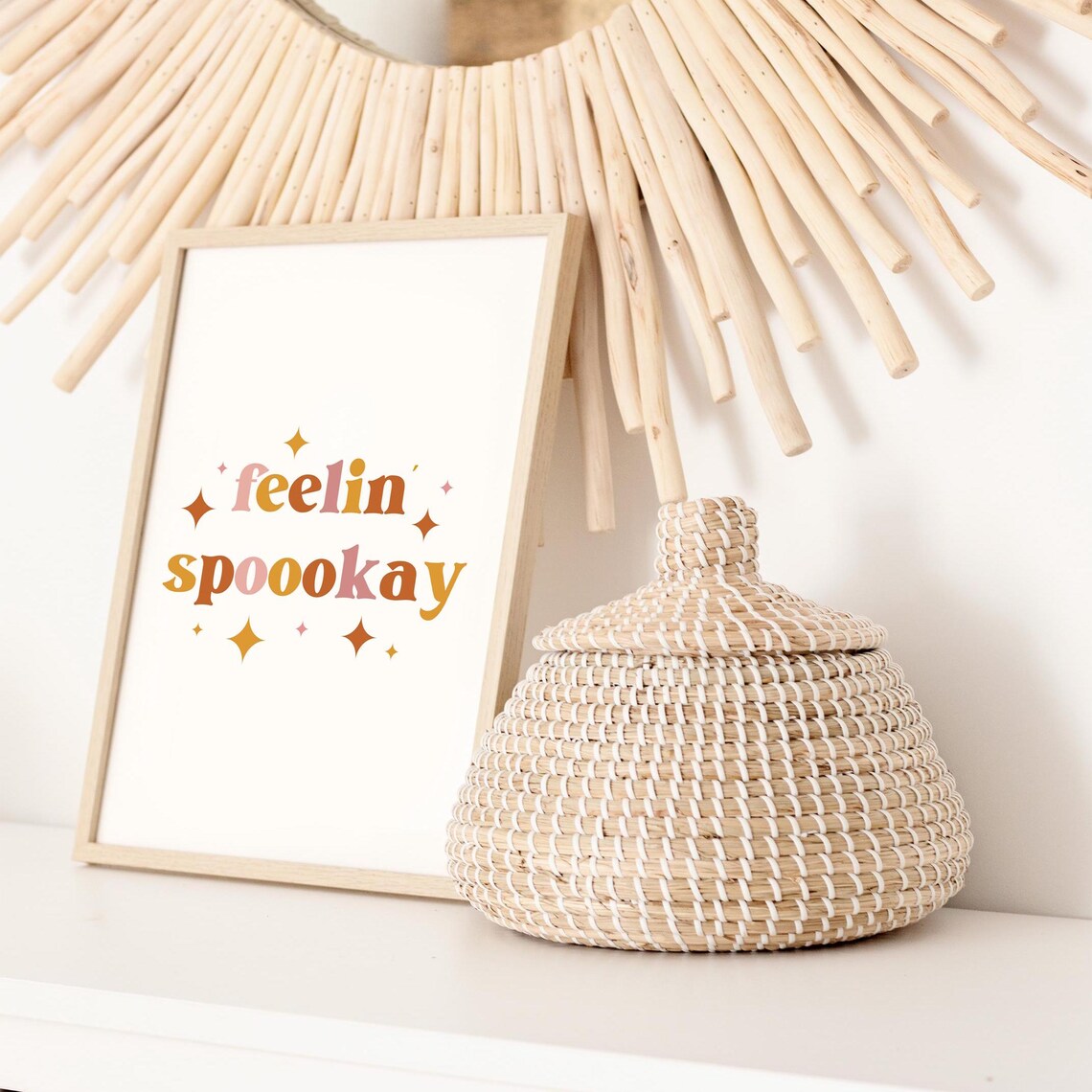 Feelin Spoookay Retro Colorful Lettering Halloween Decor Quote Poster - Image 3