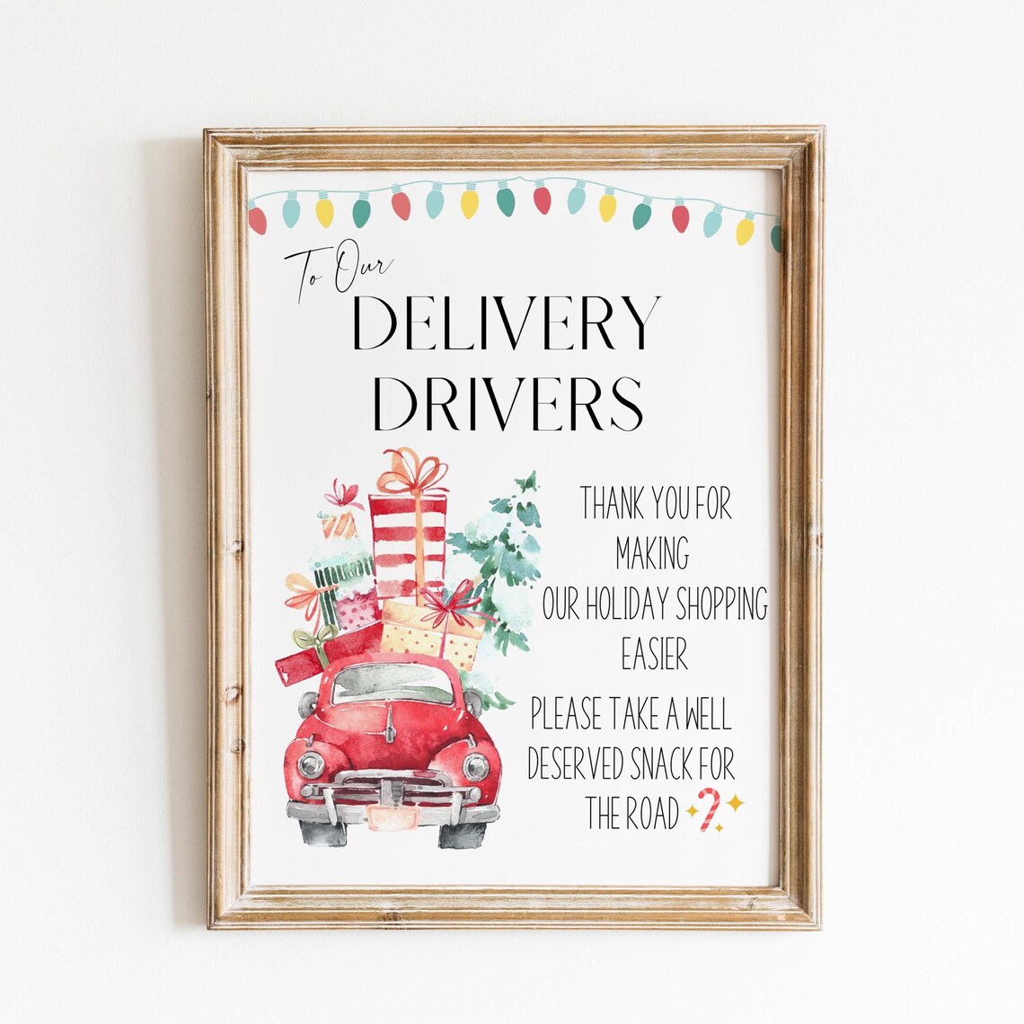 To Our Delivery Drivers Christmas Thank You Snack Sign Print - Image 2