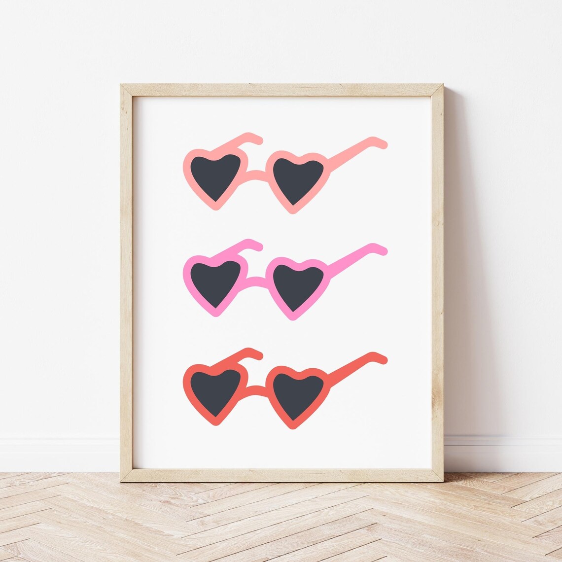 Heart Sunglasses Trio Valentines Day Pink Red Fun Playful Poster - Image 3