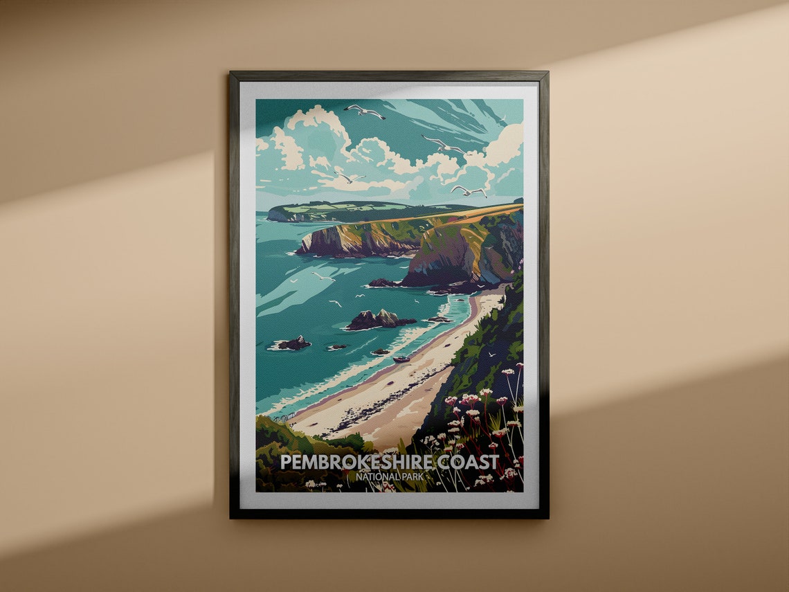 Pembrokeshire Coast National Park Poster Cliffs Seabirds Wild View - Image 4