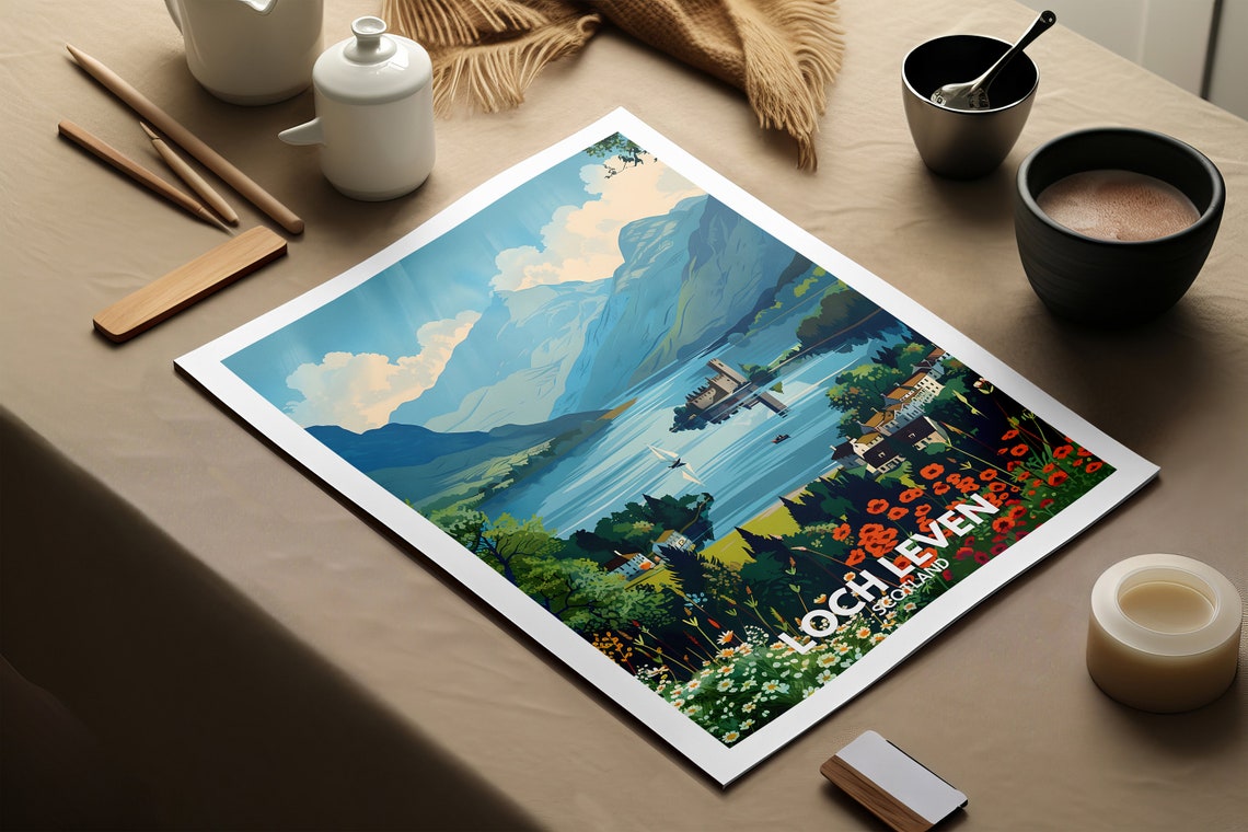 Loch Leven Print Loch Leven Poster Scotland Lake Travel Poster Lake Wall Art Decor United Kingdom Lake Art Scotland Nature Poster - Image 2