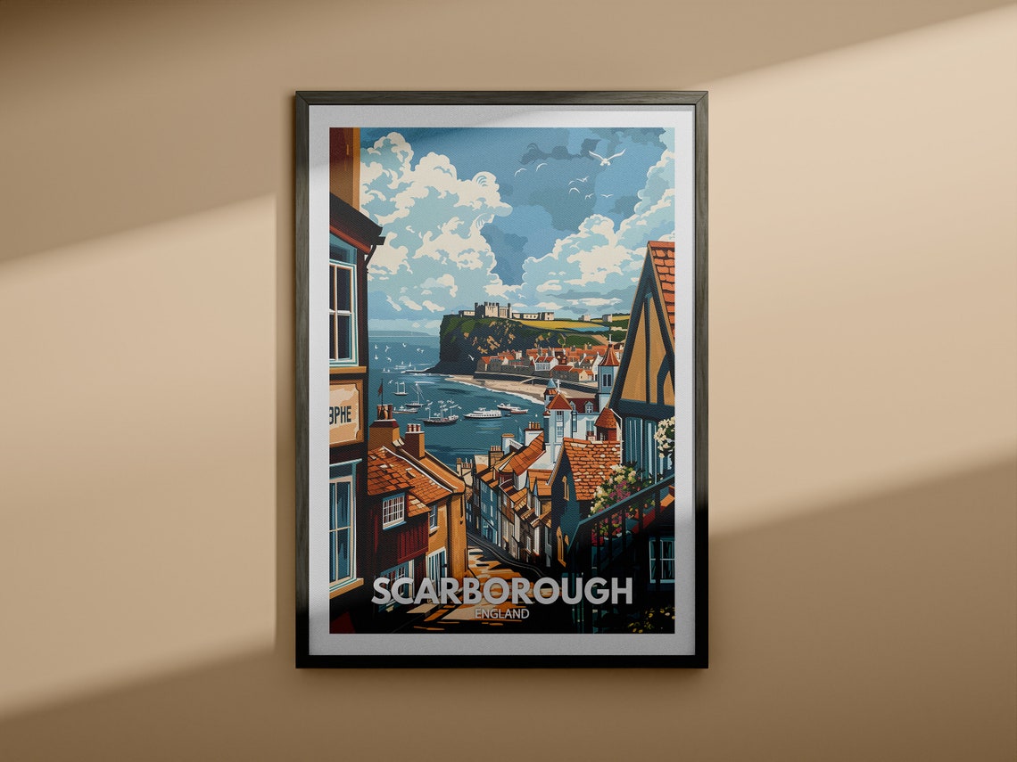 Scarborough Print Scarborough Poster Uk Wall Art England Wall Art Decor British Travel Poster United Kingdom Print England City Art - Image 4