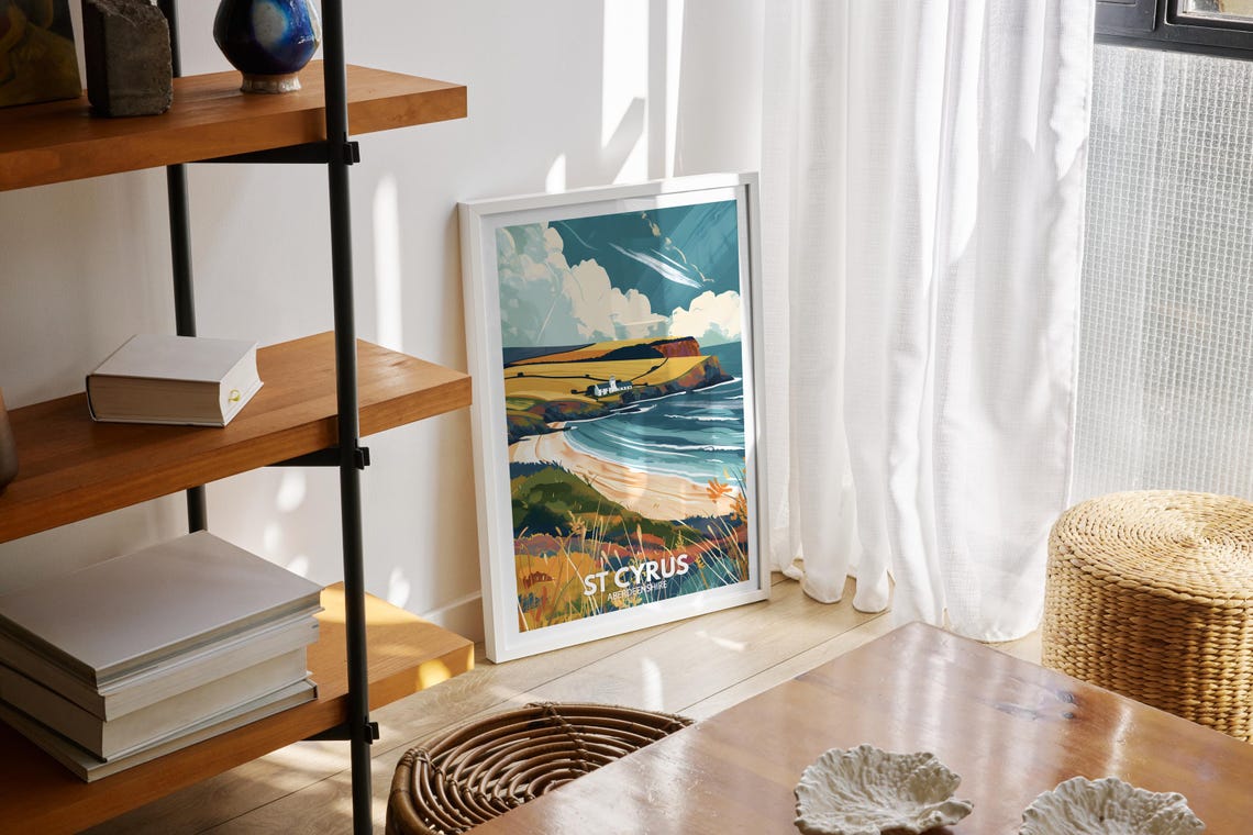 St Cyrus Aberdeenshire Golden Cliffs Sandy Beach Coastline Poster - Image 2