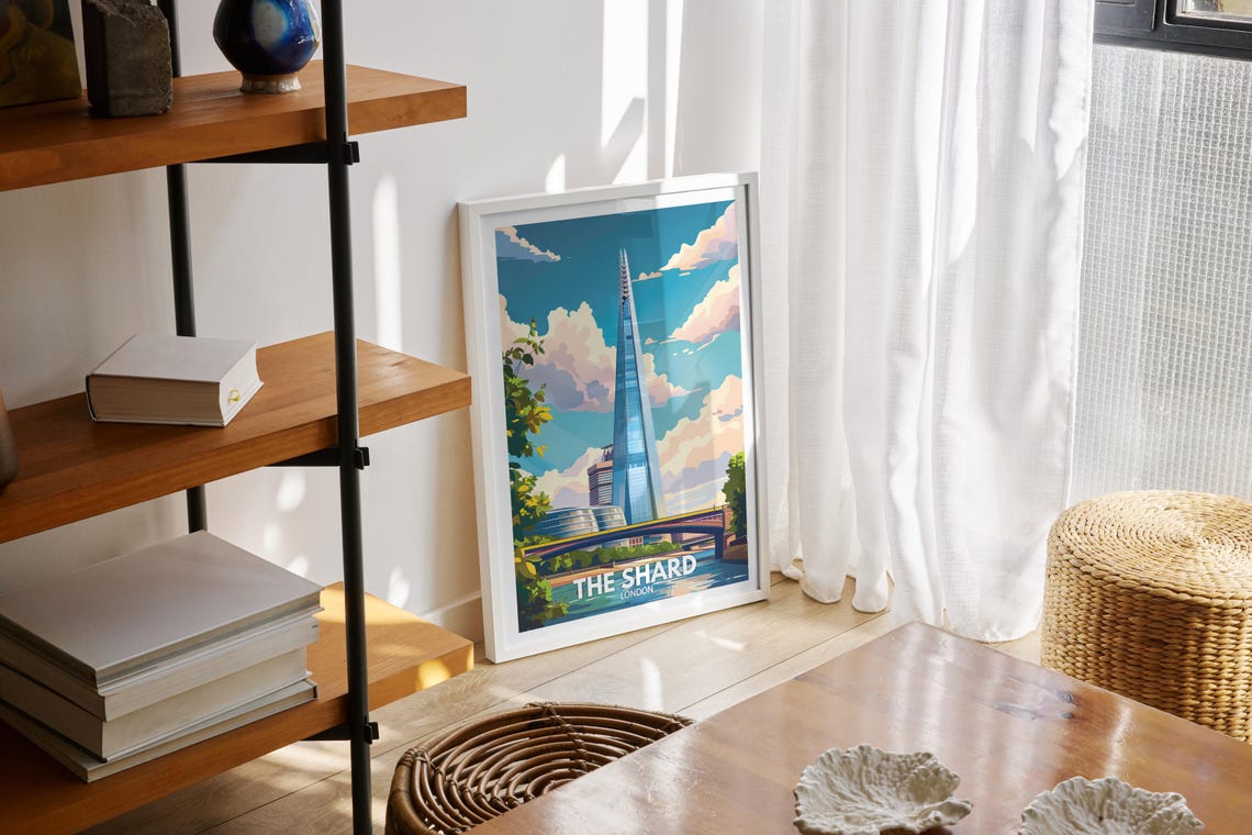 The Shard Print The Shard Poster Uk Wall Art London Wall Art Decor London Travel Poster England Travel Poster - Image 2