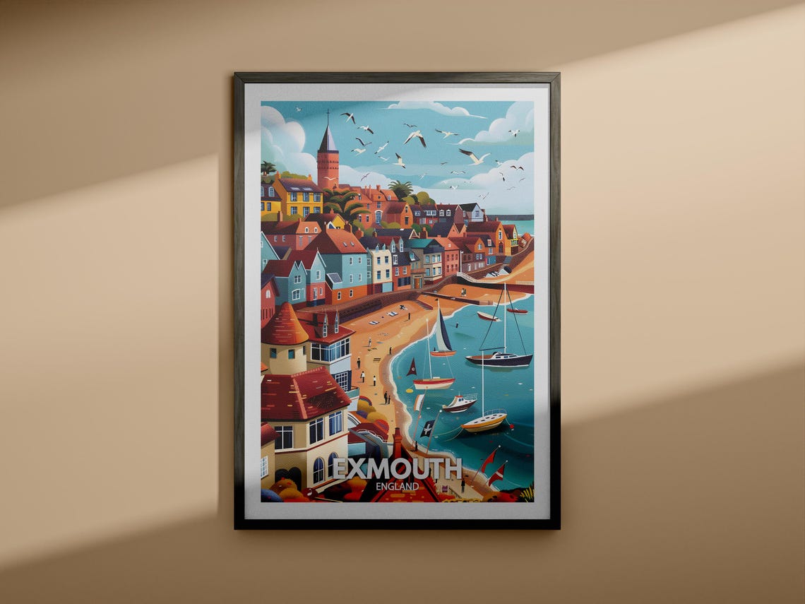 Exmouth Print Exmouth Poster Uk Wall Art England Wall Art Decor British Travel Poster United Kingdom Print England City Art - Image 4