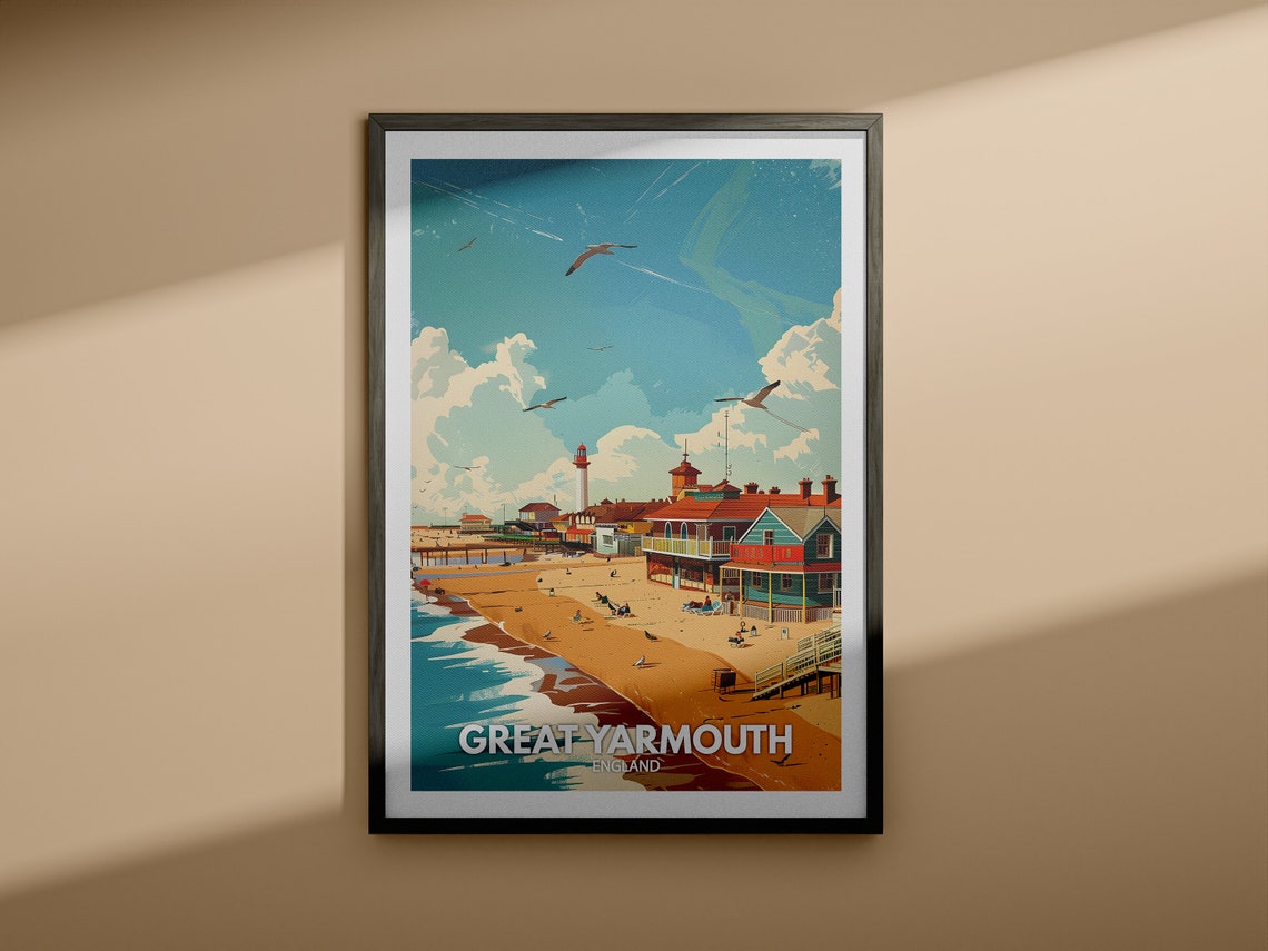 Great Yarmouth Print Great Yarmouth Poster Uk Wall Art England Wall Decor British Travel Poster United Kingdom Print England City Art - Image 4