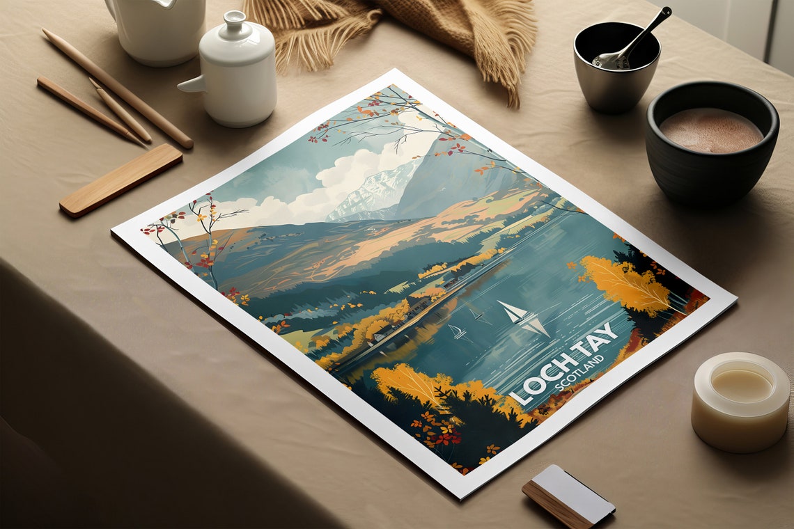 Loch Tay Print Loch Tay Poster Scotland Lake Travel Poster Lake Wall Art Decor United Kingdom Lake Art Scotland Nature Poster - Image 2