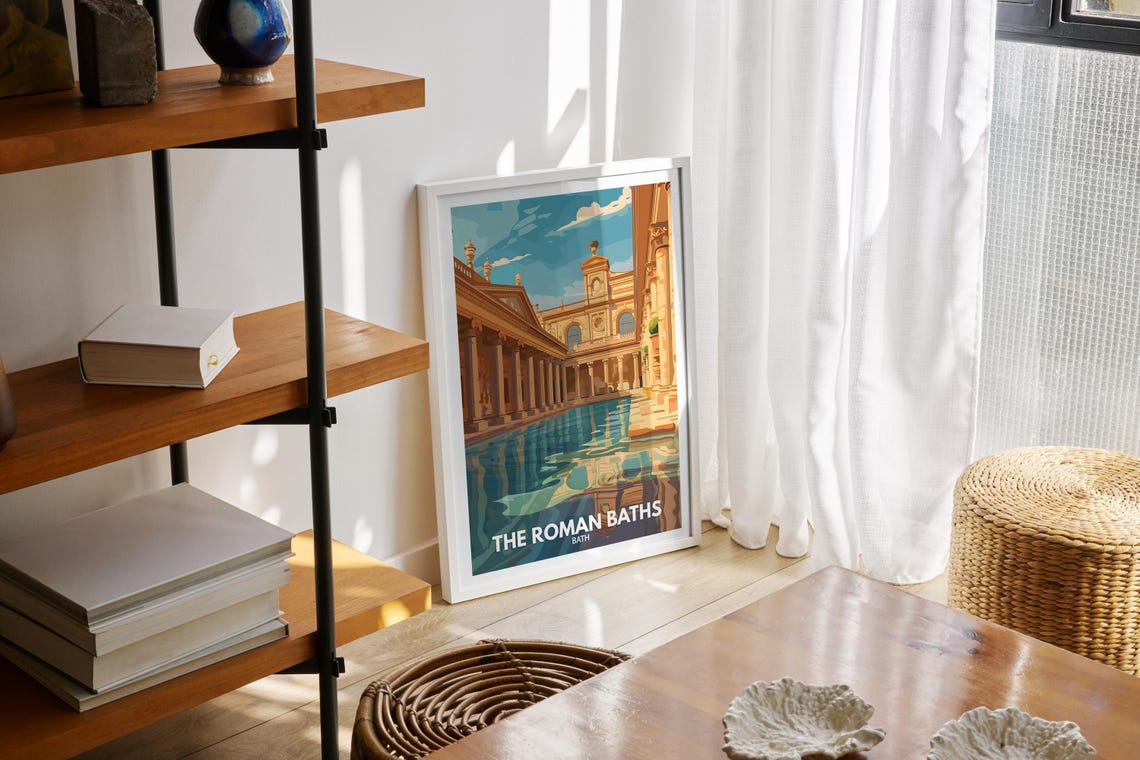 The Roman Baths Bath Travel Poster Great Bath Colonnade Historic - Image 2