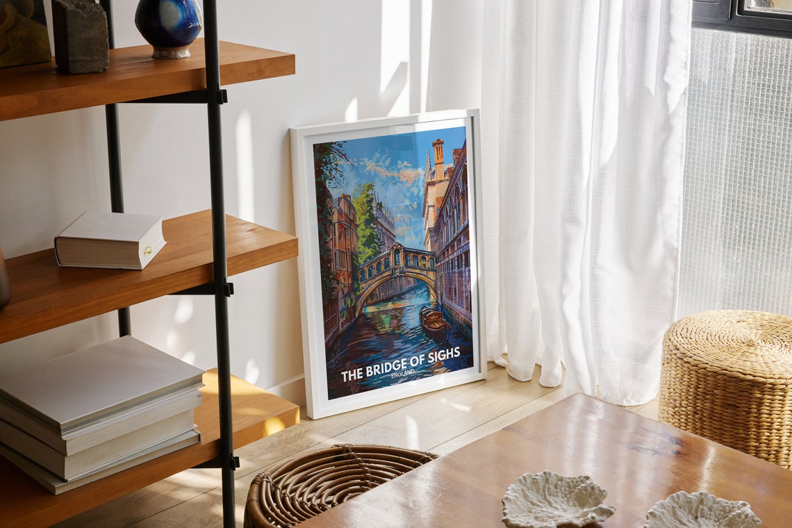 The Bridge Of Sighs Print The Bridge Of Sighs City Poster Uk Wall Art Oxford Wall Art Decor England Travel Poster Uk Travel Poster - Image 2