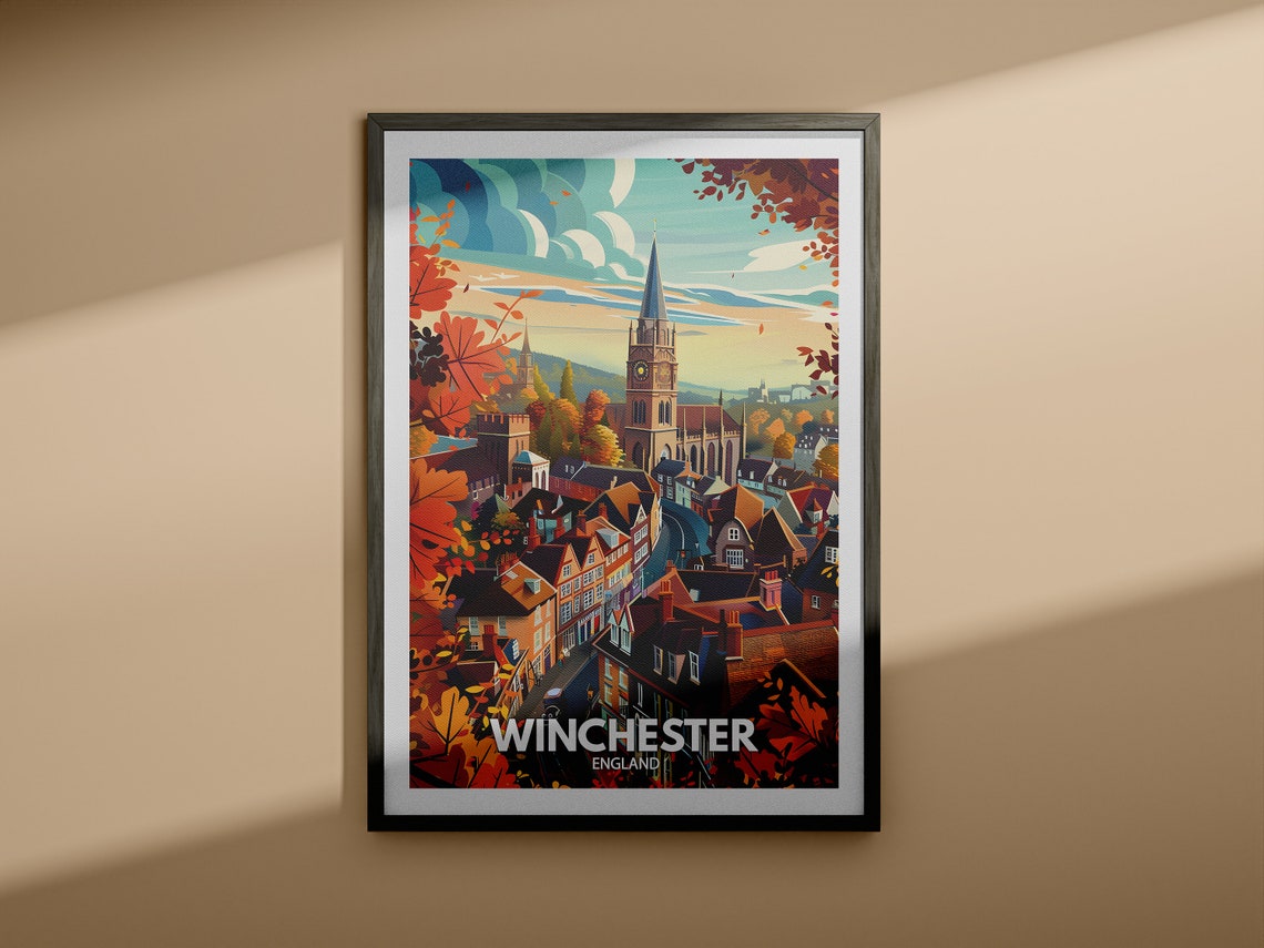 Winchester Art Print Winchester Travel Poster Uk Wall Art England Decor British Travel Poster United Kingdom Print England City Art - Image 4