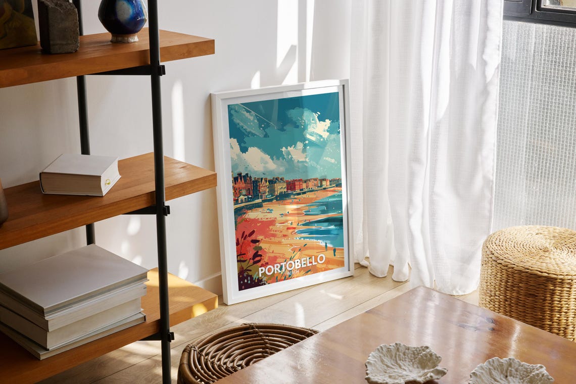 Portobello Beach Edinburgh Seaside Sands Sunny Travel Poster - Image 2