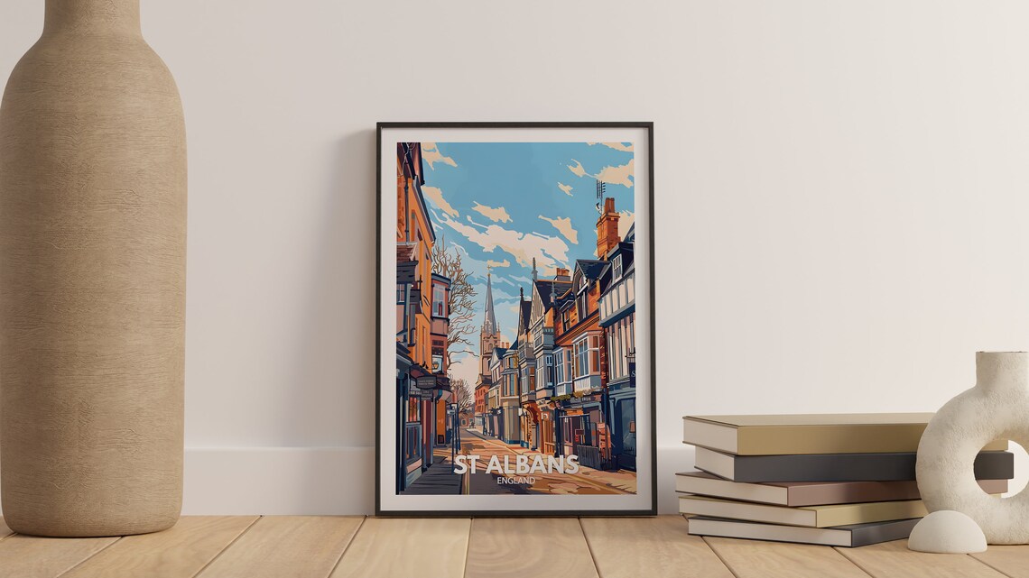 St Albans Art Print St Albans City Poster Uk Wall Art England Wall Decor British Travel Poster United Kingdom Print England City Art - Image 3