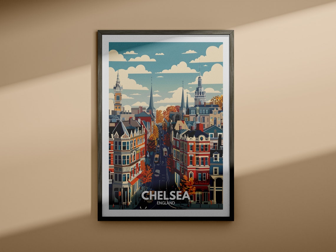 Chelsea Print Chelsea Poster Uk Wall Art England Wall Art Decor British Travel Poster United Kingdom Print England City Art - Image 4