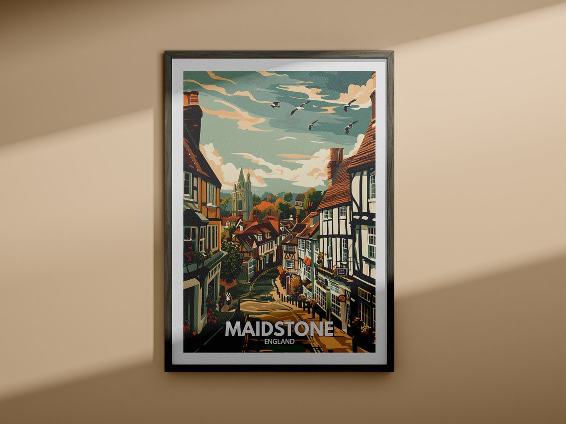 Maidstone Print Maidstone Poster Uk Wall Art England Wall Art Decor British Travel Poster United Kingdom Print England City Art - Image 4