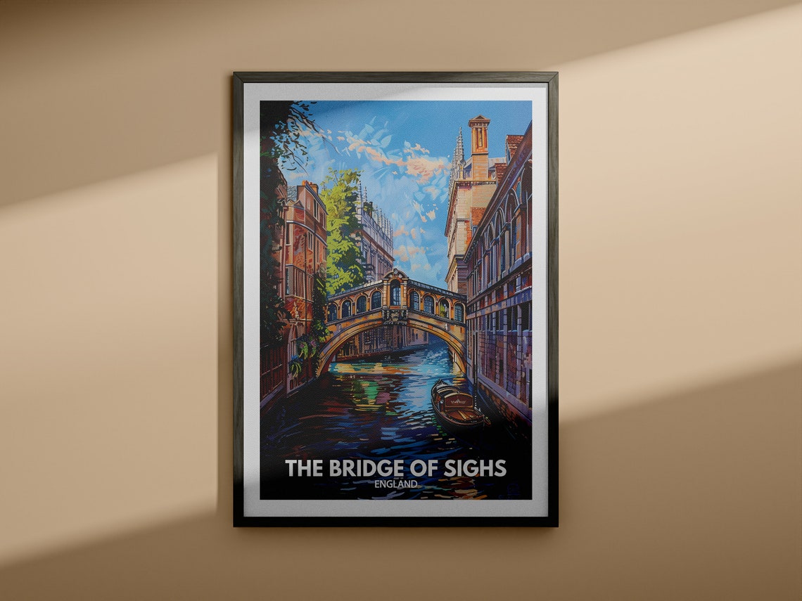 The Bridge Of Sighs Print The Bridge Of Sighs City Poster Uk Wall Art Oxford Wall Art Decor England Travel Poster Uk Travel Poster - Image 4