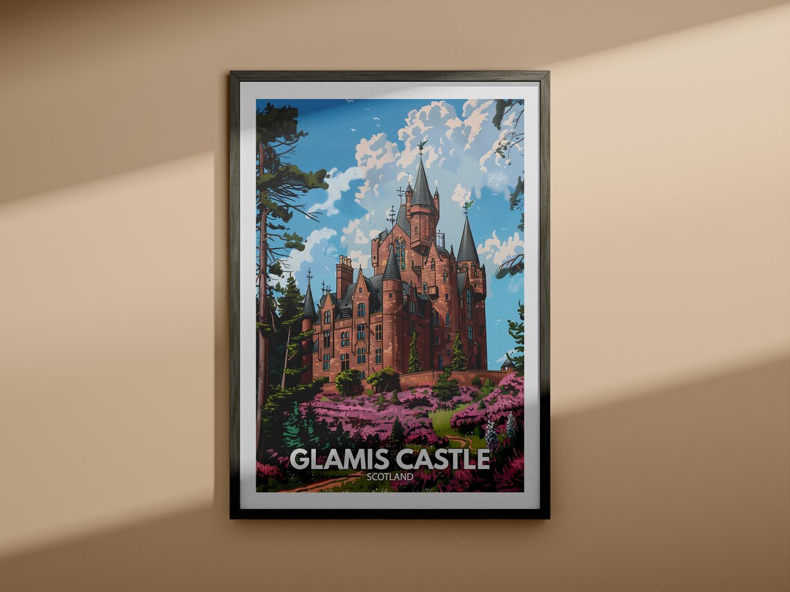 Glamis Castle Scotland Travel Poster Historic Castle Gardens Art - Image 4