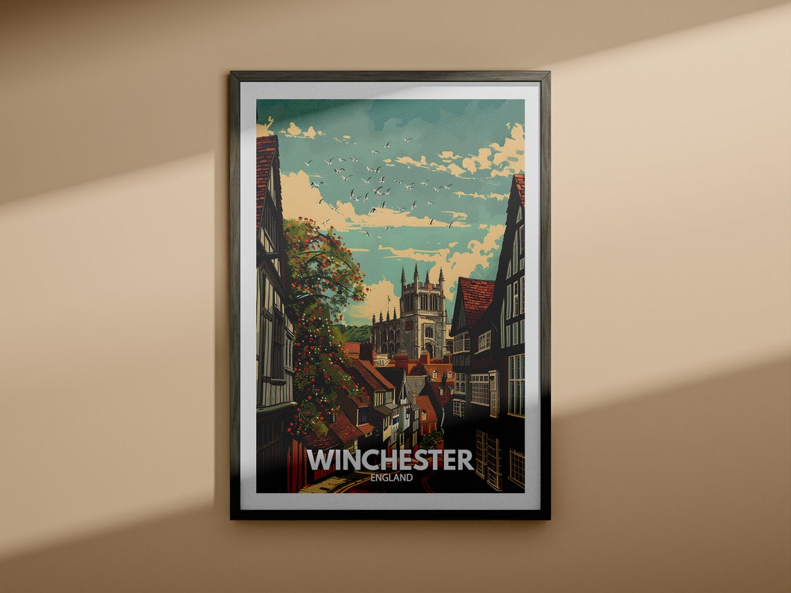 Winchester Print Winchester City Poster Uk Wall Art England Wall Art Decor British Travel Poster Uk Print England City Art - Image 4