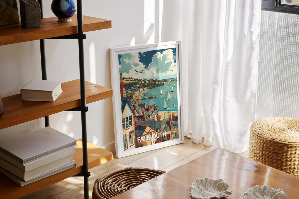Falmouth Print Falmouth Poster Uk Wall Art England Wall Art Decor British Travel Poster United Kingdom Print England City Art - Image 2