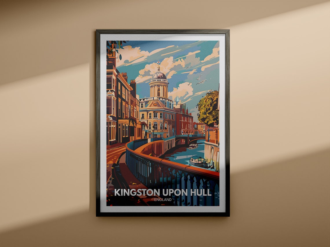 Kingston Upon Hull England Historic River Bridge Vintage Travel Poster - Image 4