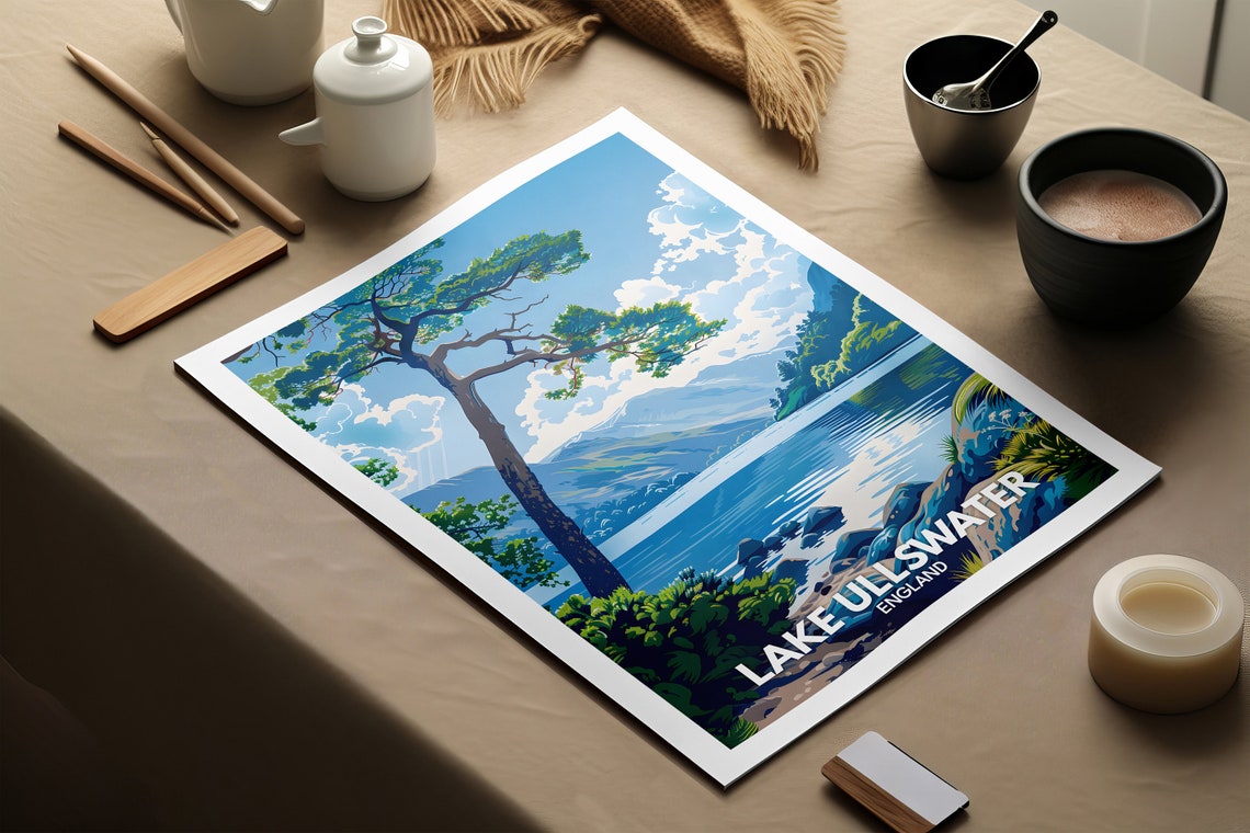 Lake Ullswater Print Lake Ullswater Poster England Lake Travel Poster Lake Wall Art Decor United Kingdom Lake Art England Nature Poster - Image 2