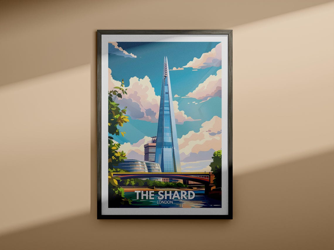 The Shard Print The Shard Poster Uk Wall Art London Wall Art Decor London Travel Poster England Travel Poster - Image 4