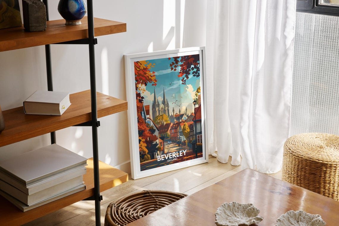 Beverley England Autumn Cathedral Spires Street Travel Poster - Image 2