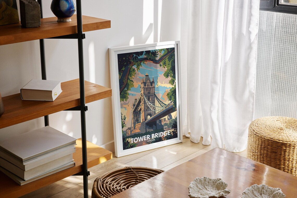 London Tower Bridge Thames Iconic Landmark Vintage Travel Poster - Image 2
