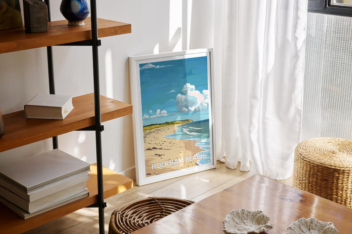 Holkham Beach Norfolk Wide Sandy Shore Dune View Travel Poster - Image 2