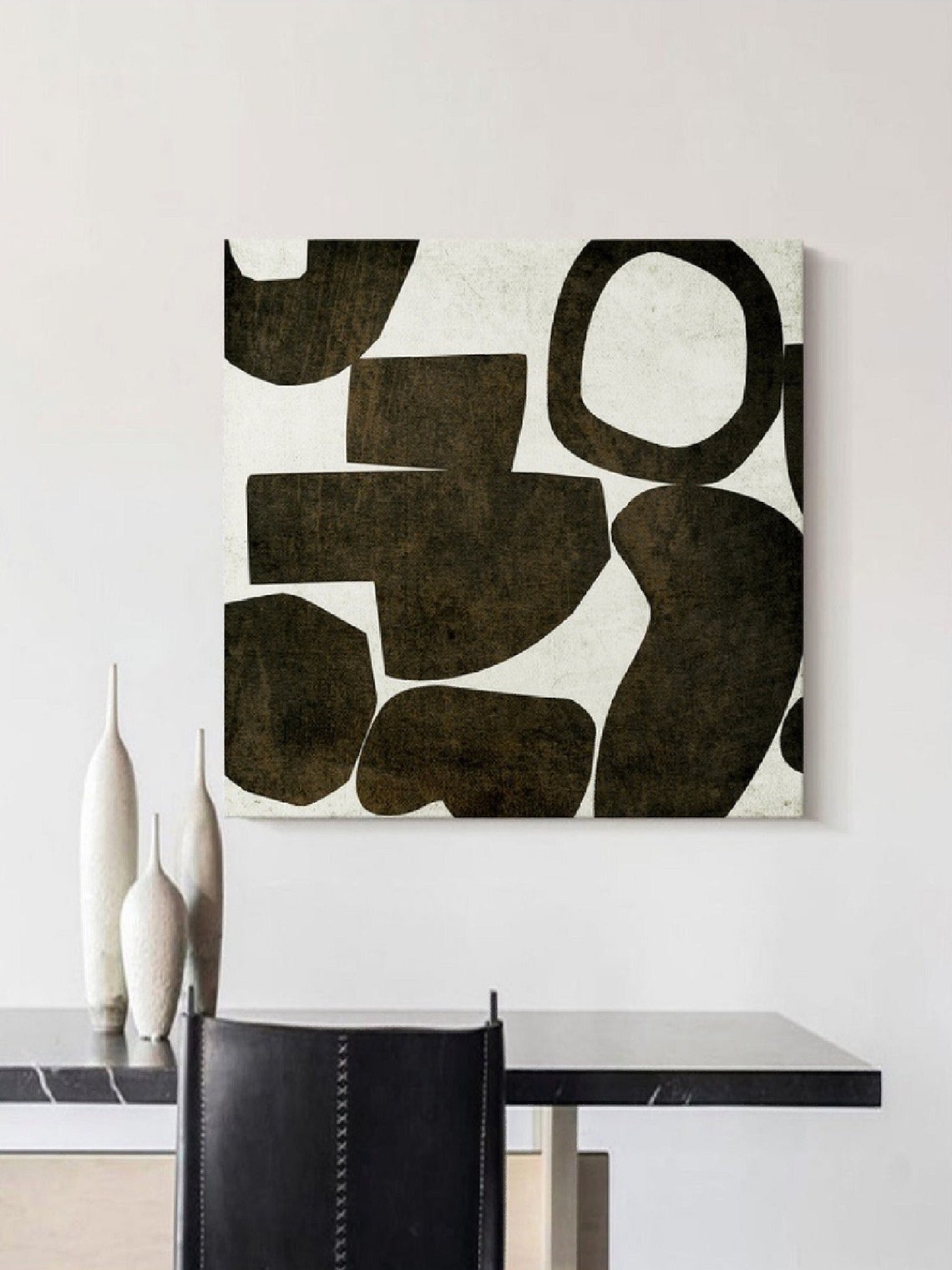 Bold Black Organic Blobs on White Minimalist Abstract Poster - Image 5