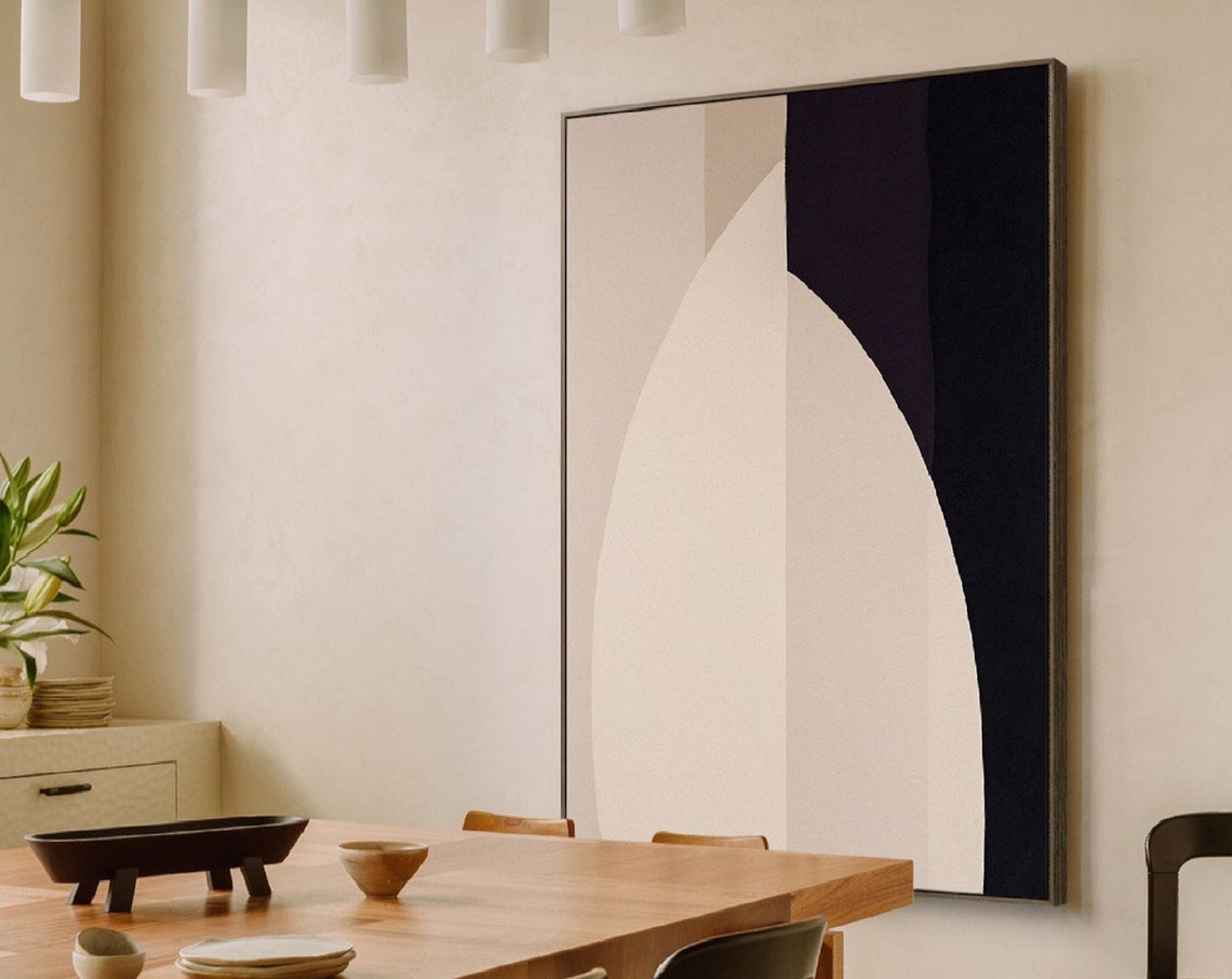 Original Abstract Painting On Black And White Abstract Painting Minimalist Abstract Painting Black White Wall Art Gray Beige Painting