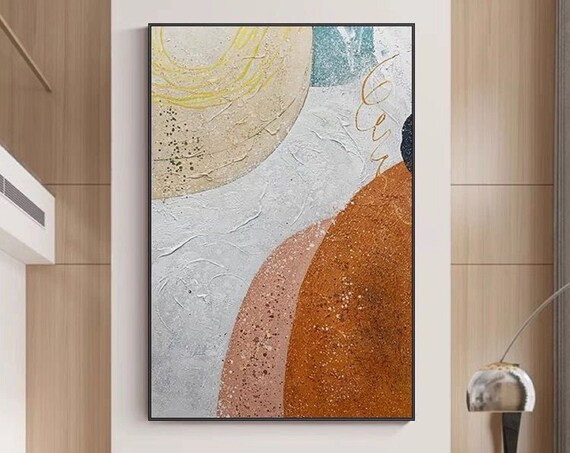 Original Abstract Painting Minimalist Abstract Painting White Textured Painting White Painting Brown Painting Large Wall Art Painting
