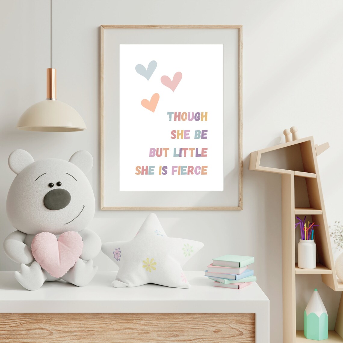 Though She Be But Little She Is Fierce Girls Nursery Quote Poster - Image 3
