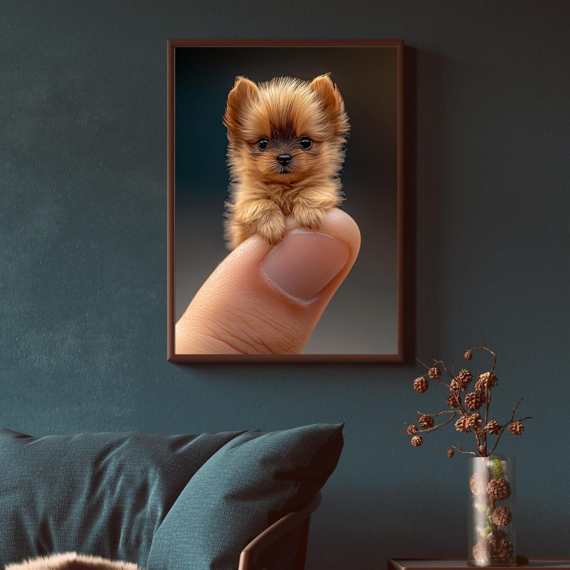 Puppy Dog In The Palm Of Your Hand Digital Print Miniature Animal Print Baby Animal In Hand Tiny Animal Wall Art Baby Puppy In Hand - Image 3