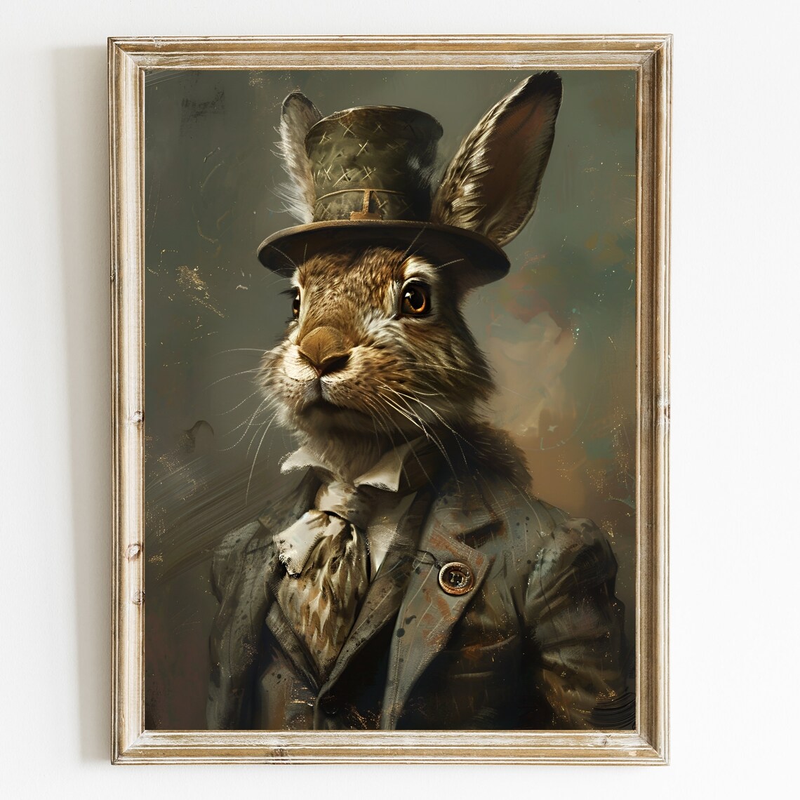 Gentleman Hare Wearing Clothes Vintage Portrait Art Print