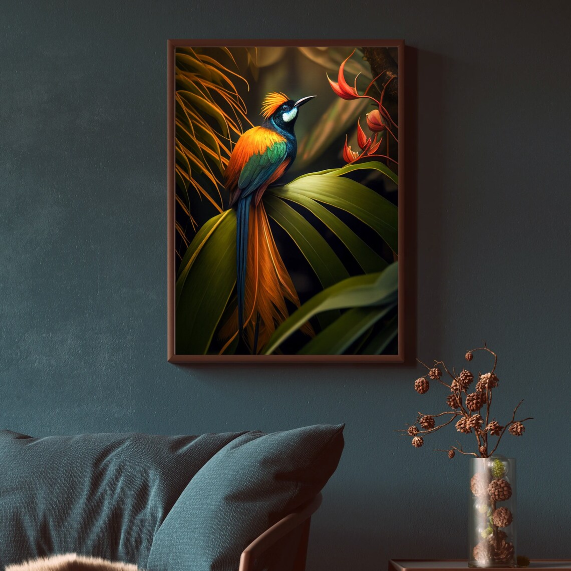 Bird of Paradise Vibrant Tropical Bird Colorful Feather Poster - Image 3