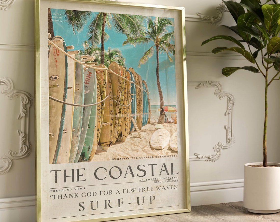 Coastal Life Beach Surf Vintage 70s Poster Print