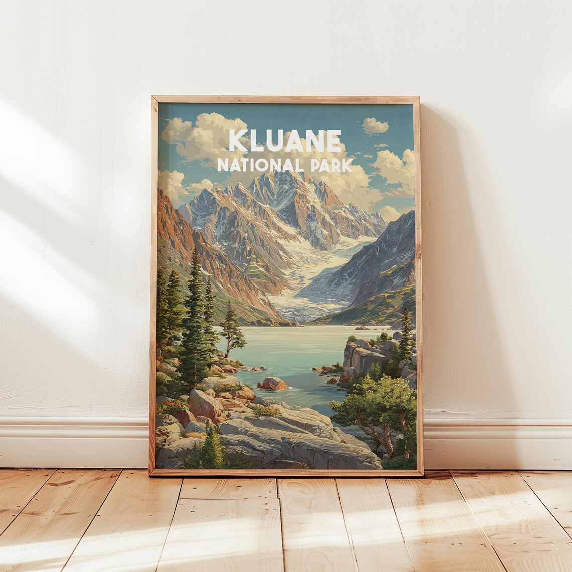 Kluane National Park Glacier Lake Alpine Peak Vintage Travel Poster