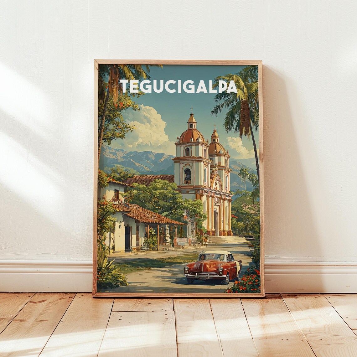 Tegucigalpa Honduras Vintage Travel Poster Colonial Church Art