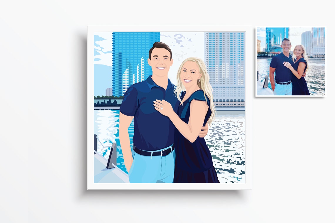 Paris Eiffel Tower Sunset Marriage Proposal Illustration Poster - Image 3